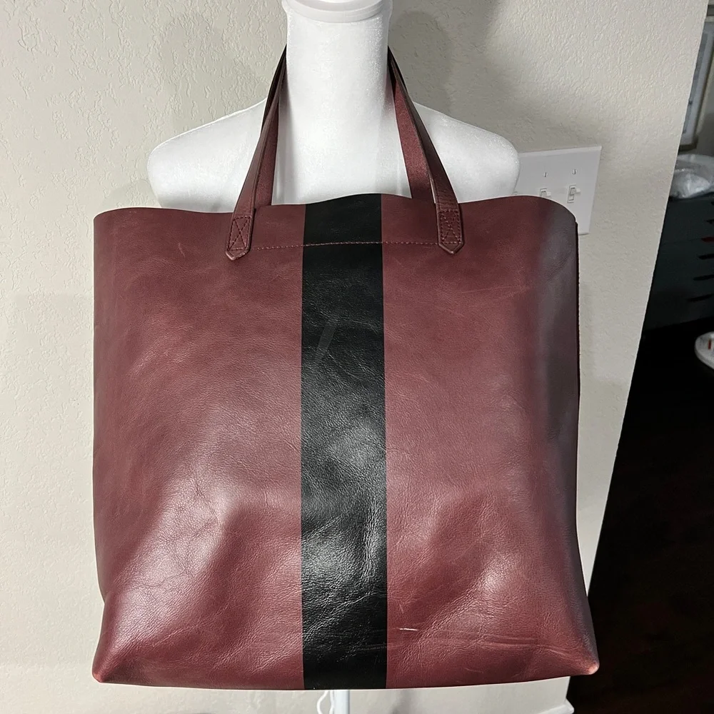 Madewell Paint Stripe Transport Leather Tote - Picture 3 of 14